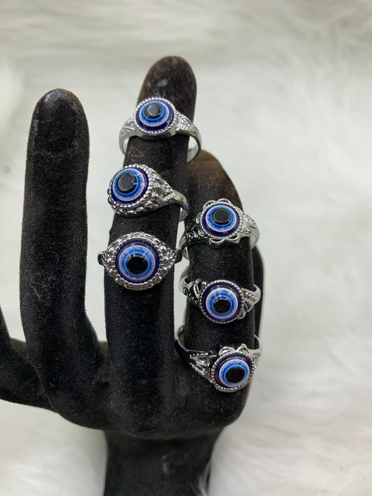 Silver-Plated Evil Eye Ring - Northern Magick Supplies