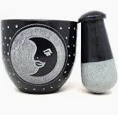 Moon Carved Black - Mortar & Pestle
