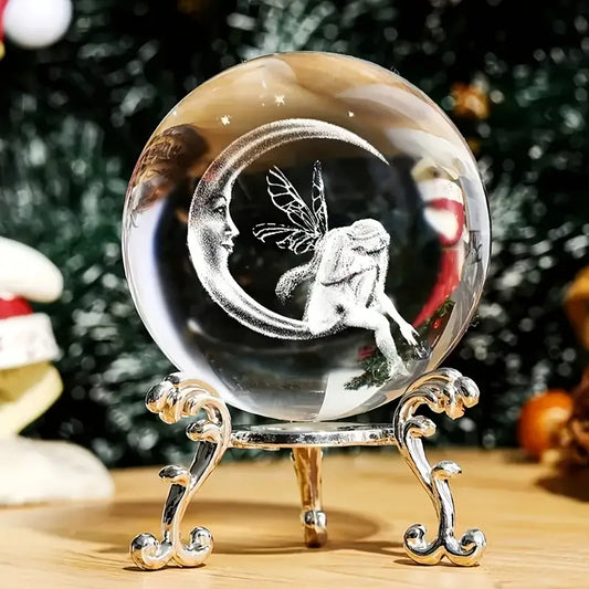 3D Crystal Ball - Moon & Fairy - Northern Magick Supplies