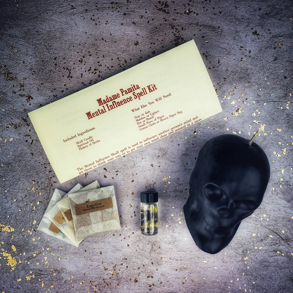 Mental Influence Skull Candle Spell Kit - Northern Magick Supplies