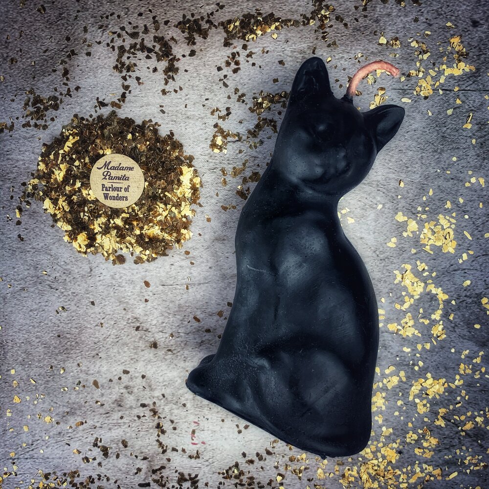 Beeswax Lucky Cat Spell Candle - Fast Action & Manifestation Magic - Northern Magick Supplies