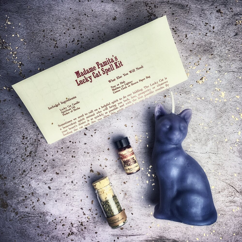 Lucky Cat Candle Spell Kit - Northern Magick Supplies