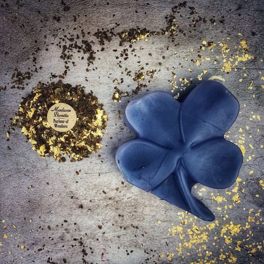 Beeswax Lucky Four Leaf Clover Spell Candle - Northern Magick Supplies