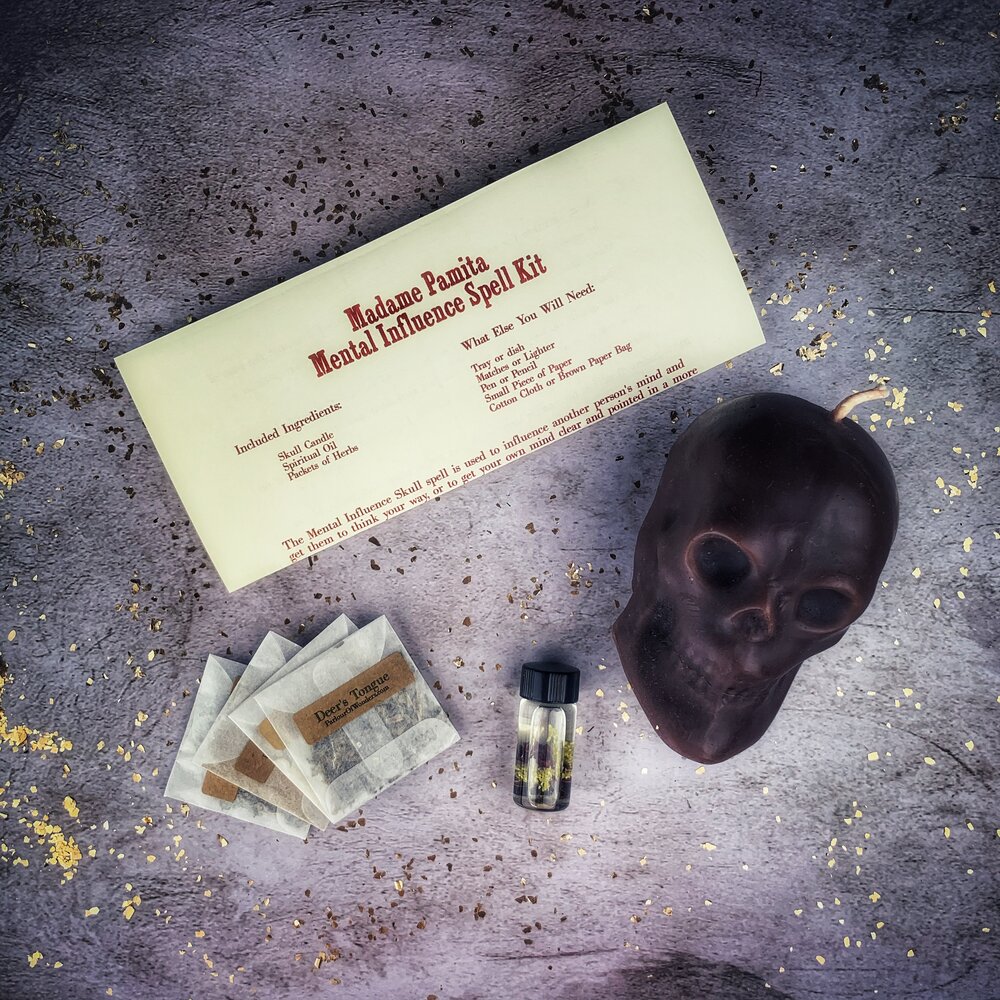 Mental Influence Skull Candle Spell Kit - Northern Magick Supplies
