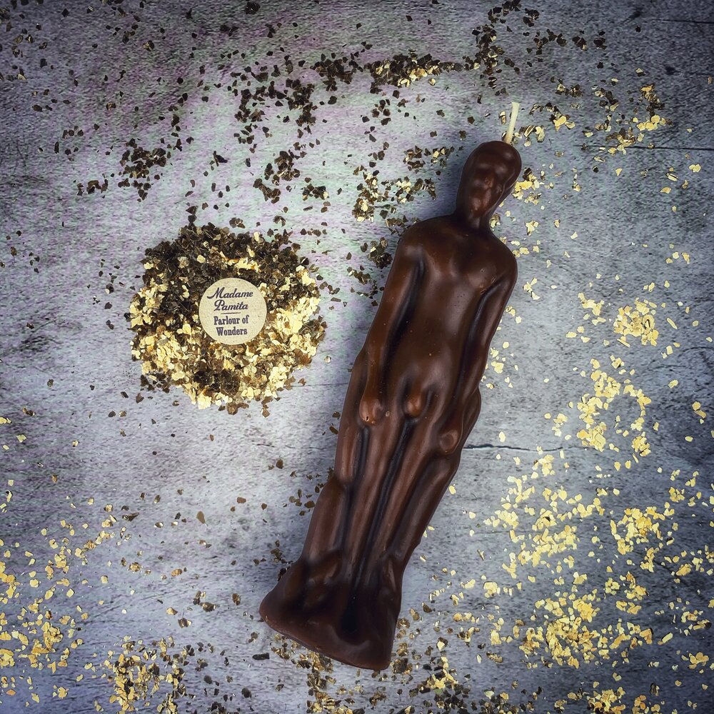 Beeswax Male Figural Spell Candle - Sympathetic Magic & Personal Power - Northern Magick Supplies