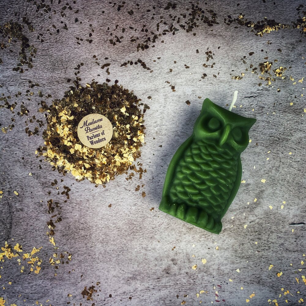 Beeswax Wise Owl Spell Candle - Northern Magick Supplies