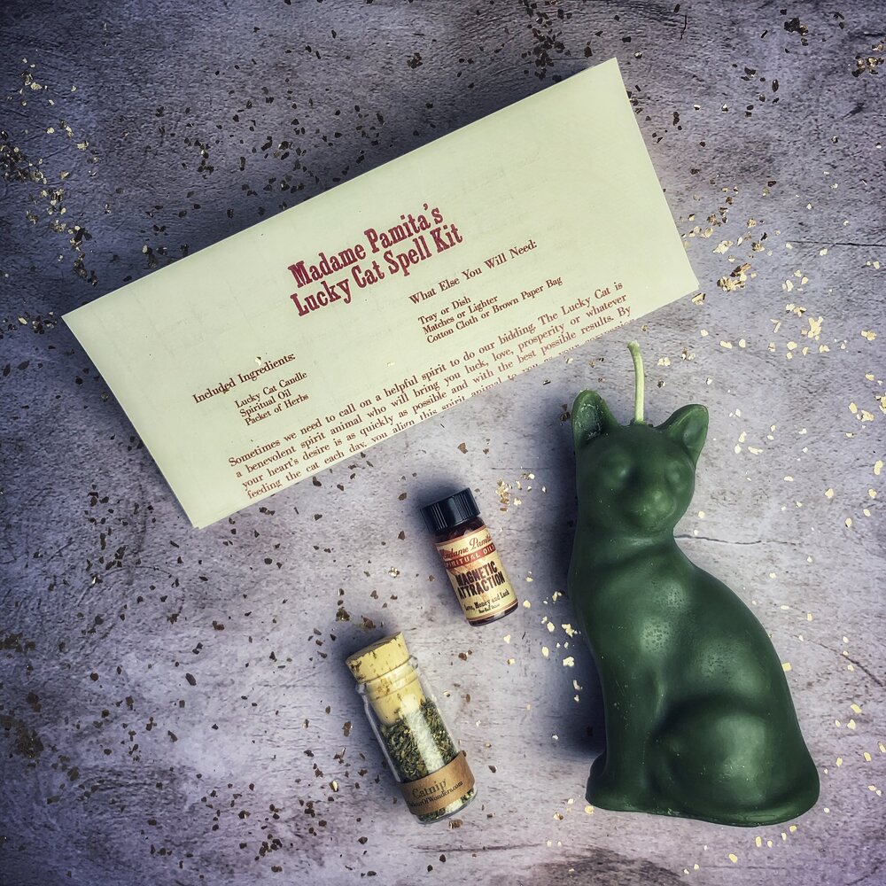 Lucky Cat Candle Spell Kit - Northern Magick Supplies