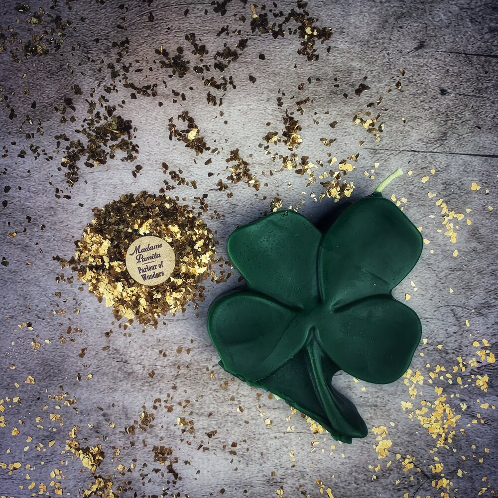 Beeswax Lucky Four Leaf Clover Spell Candle - Northern Magick Supplies