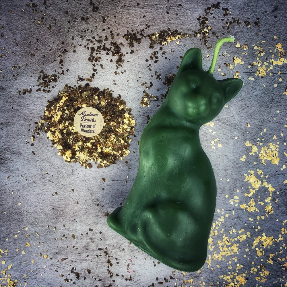 Beeswax Lucky Cat Spell Candle - Fast Action & Manifestation Magic - Northern Magick Supplies