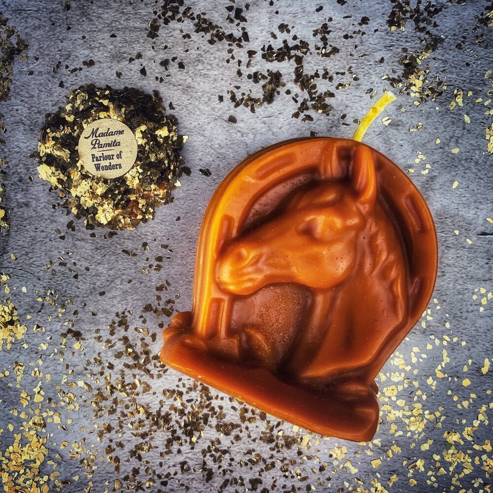 Beeswax Lucky Horseshoe Spell Candle - Northern Magick Supplies