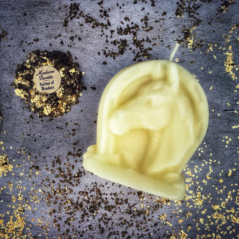 Beeswax Lucky Horseshoe Spell Candle - Northern Magick Supplies