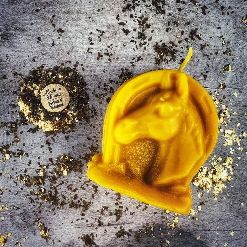 Beeswax Lucky Horseshoe Spell Candle - Northern Magick Supplies