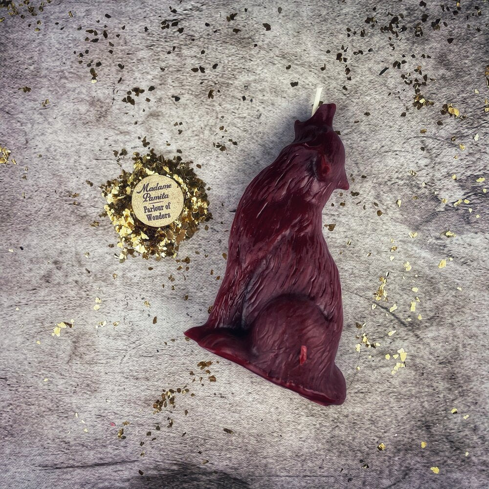 Beeswax Howling Wolf Spell Candle - Courage & Authentic Voice Magic - Northern Magick Supplies