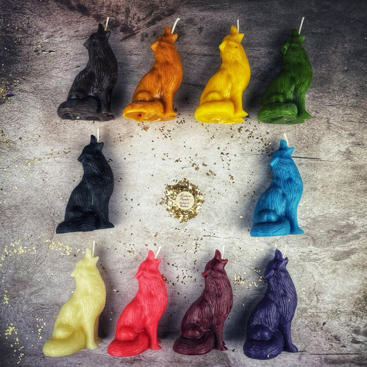 Beeswax Howling Wolf Spell Candle - Courage & Authentic Voice Magic - Northern Magick Supplies