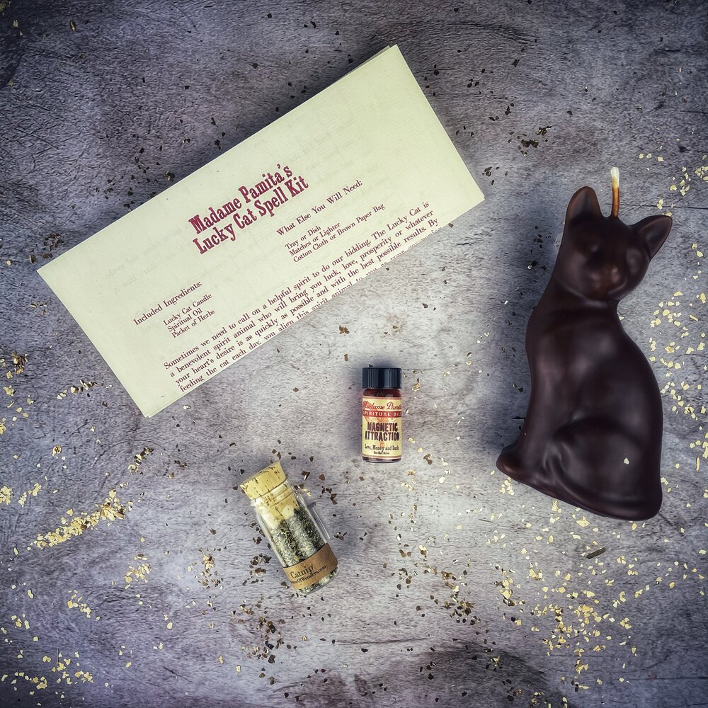 Lucky Cat Candle Spell Kit - Northern Magick Supplies