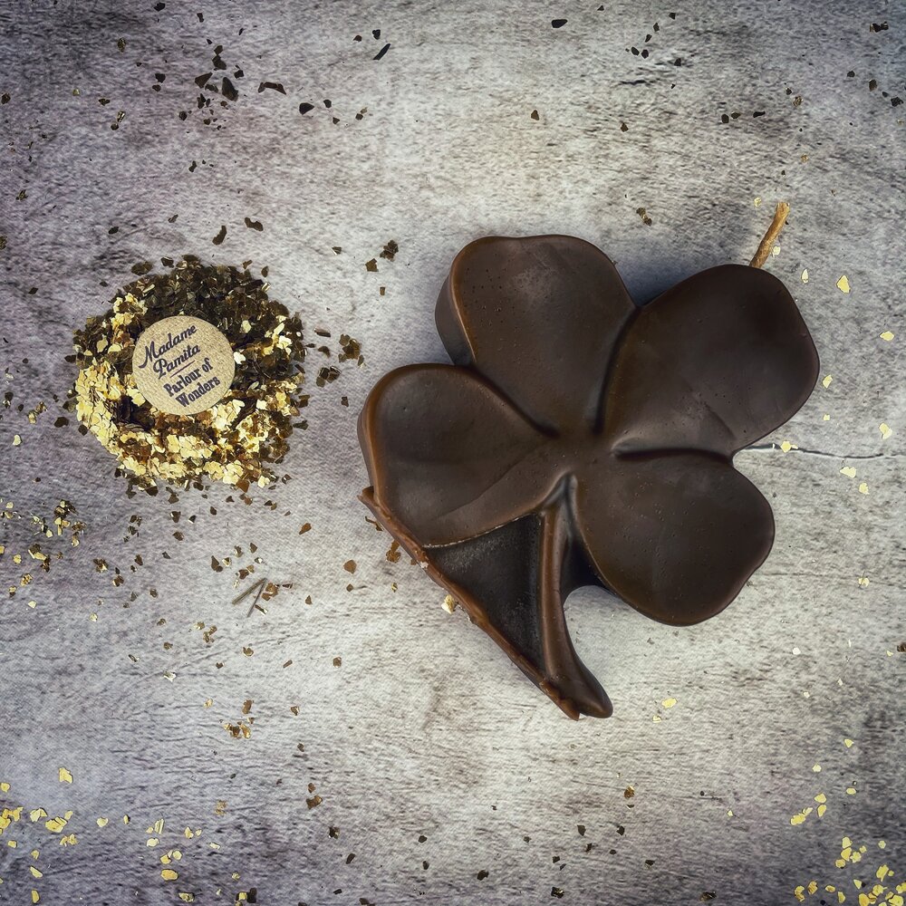 Beeswax Lucky Four Leaf Clover Spell Candle - Northern Magick Supplies