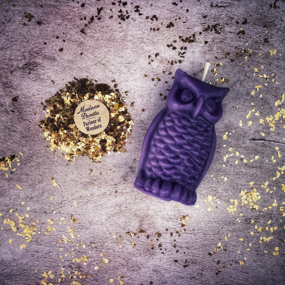 Beeswax Wise Owl Spell Candle - Northern Magick Supplies