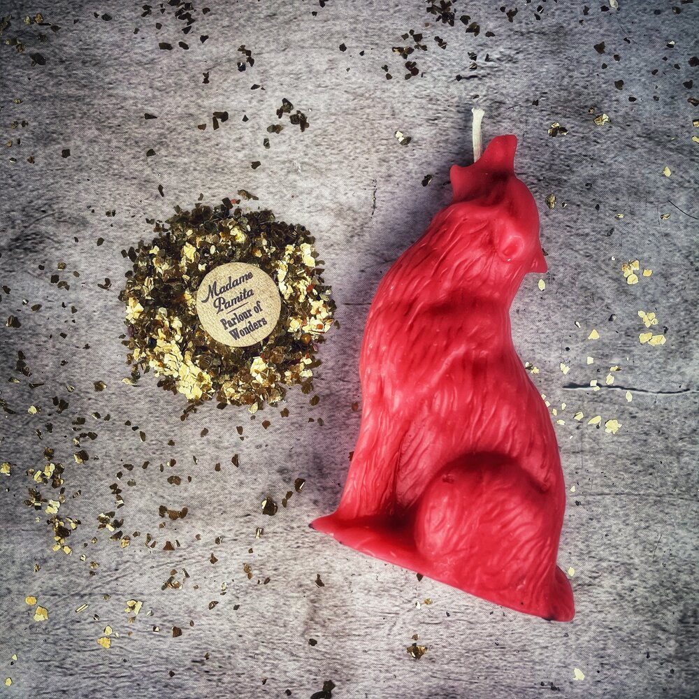 Beeswax Howling Wolf Spell Candle - Courage & Authentic Voice Magic - Northern Magick Supplies