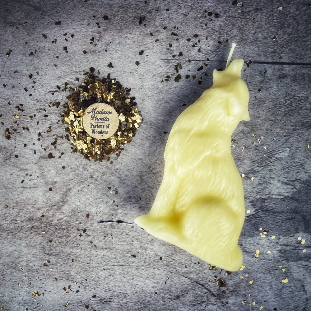 Beeswax Howling Wolf Spell Candle - Courage & Authentic Voice Magic - Northern Magick Supplies