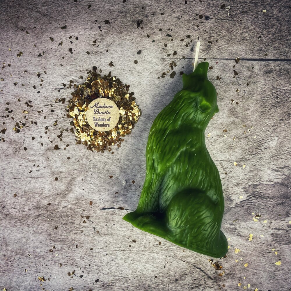 Beeswax Howling Wolf Spell Candle - Courage & Authentic Voice Magic - Northern Magick Supplies