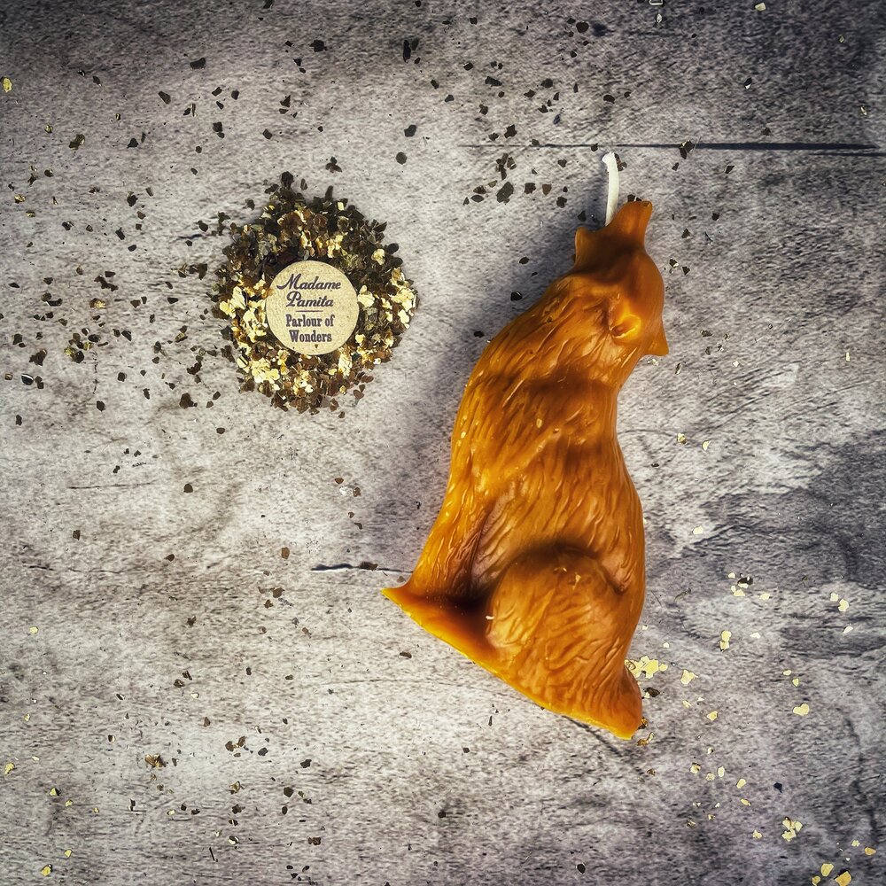 Beeswax Howling Wolf Spell Candle - Courage & Authentic Voice Magic - Northern Magick Supplies