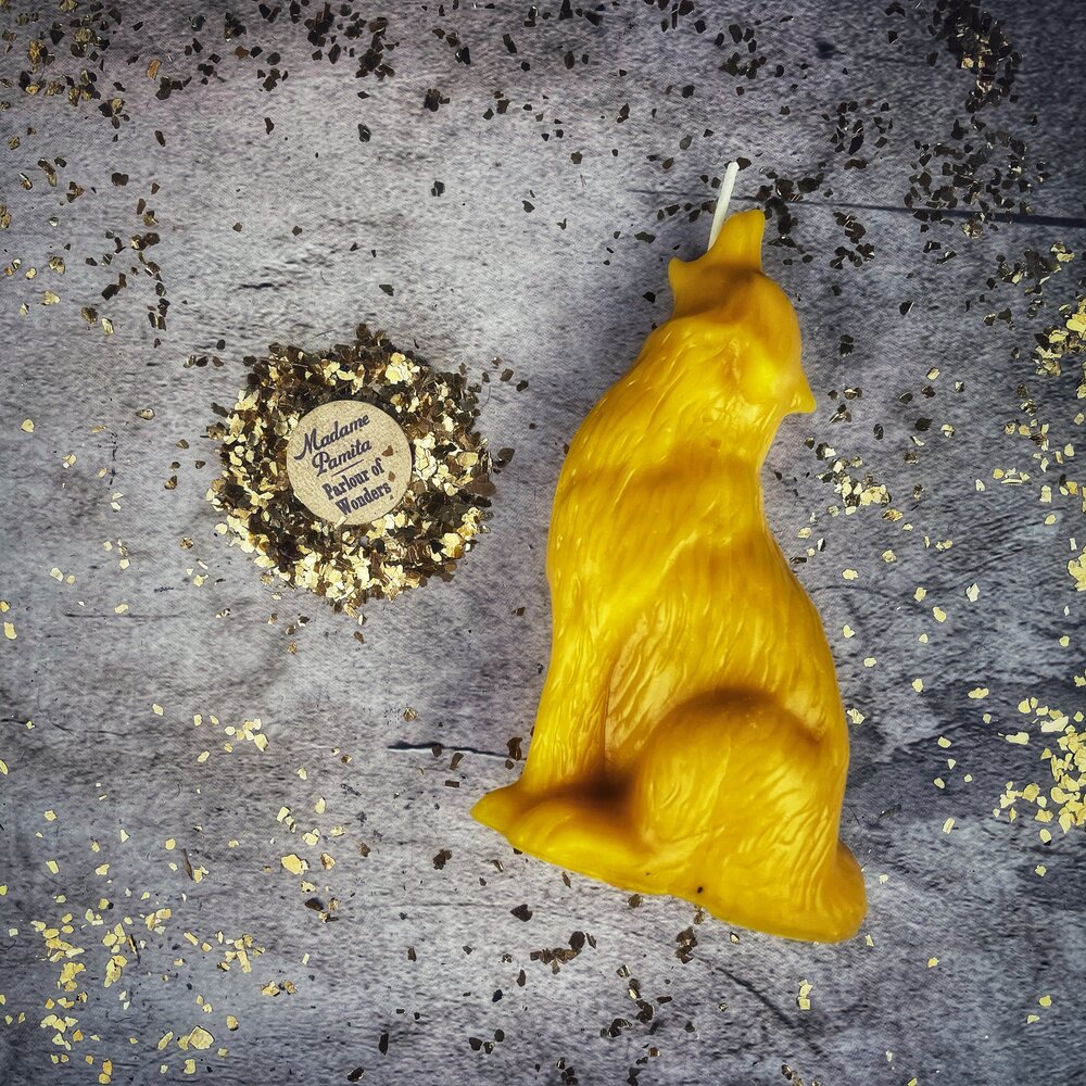Beeswax Howling Wolf Spell Candle - Courage & Authentic Voice Magic - Northern Magick Supplies