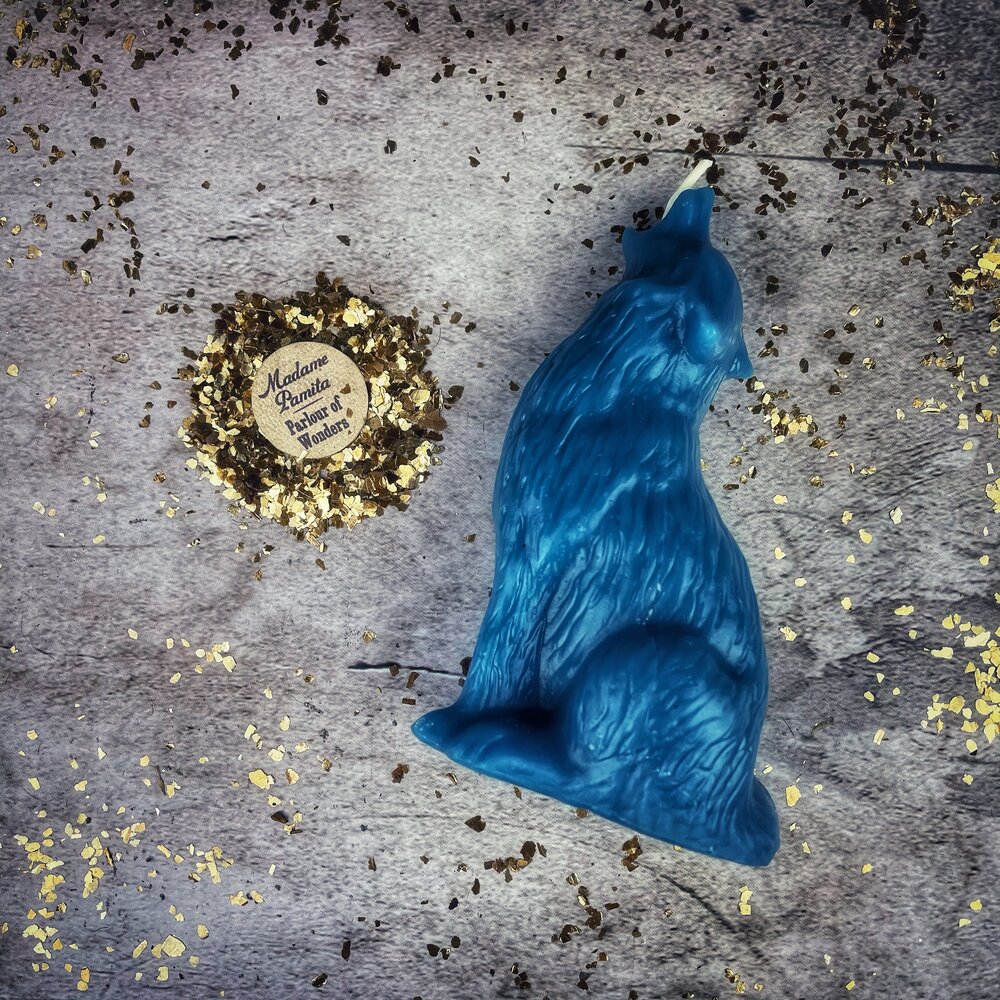 Beeswax Howling Wolf Spell Candle - Courage & Authentic Voice Magic - Northern Magick Supplies