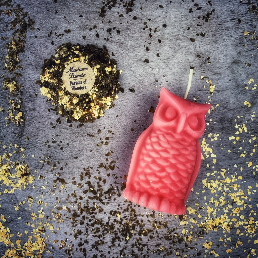 Beeswax Wise Owl Spell Candle - Northern Magick Supplies
