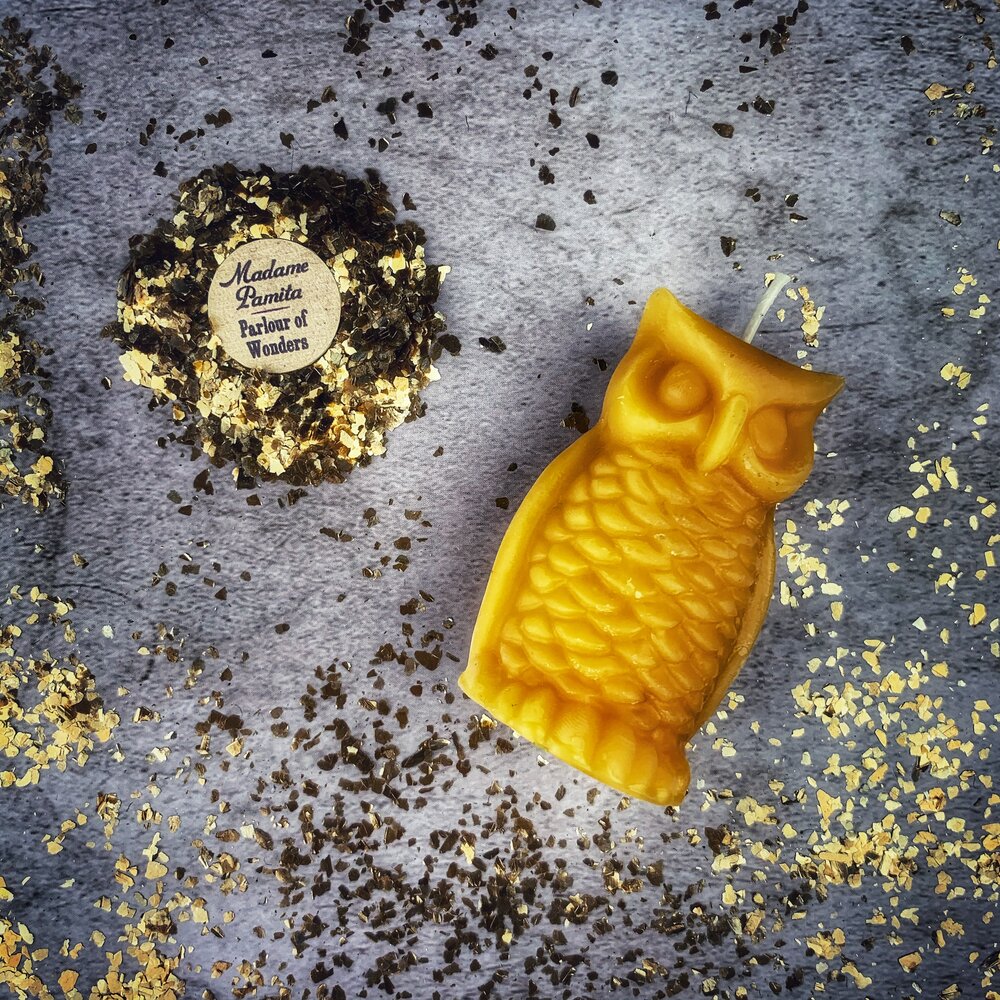 Beeswax Wise Owl Spell Candle - Northern Magick Supplies