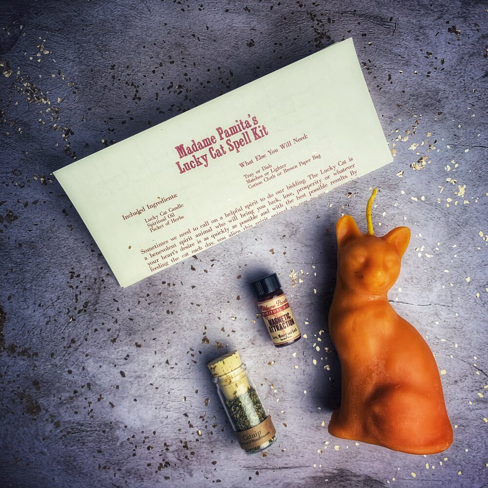 Lucky Cat Candle Spell Kit - Northern Magick Supplies