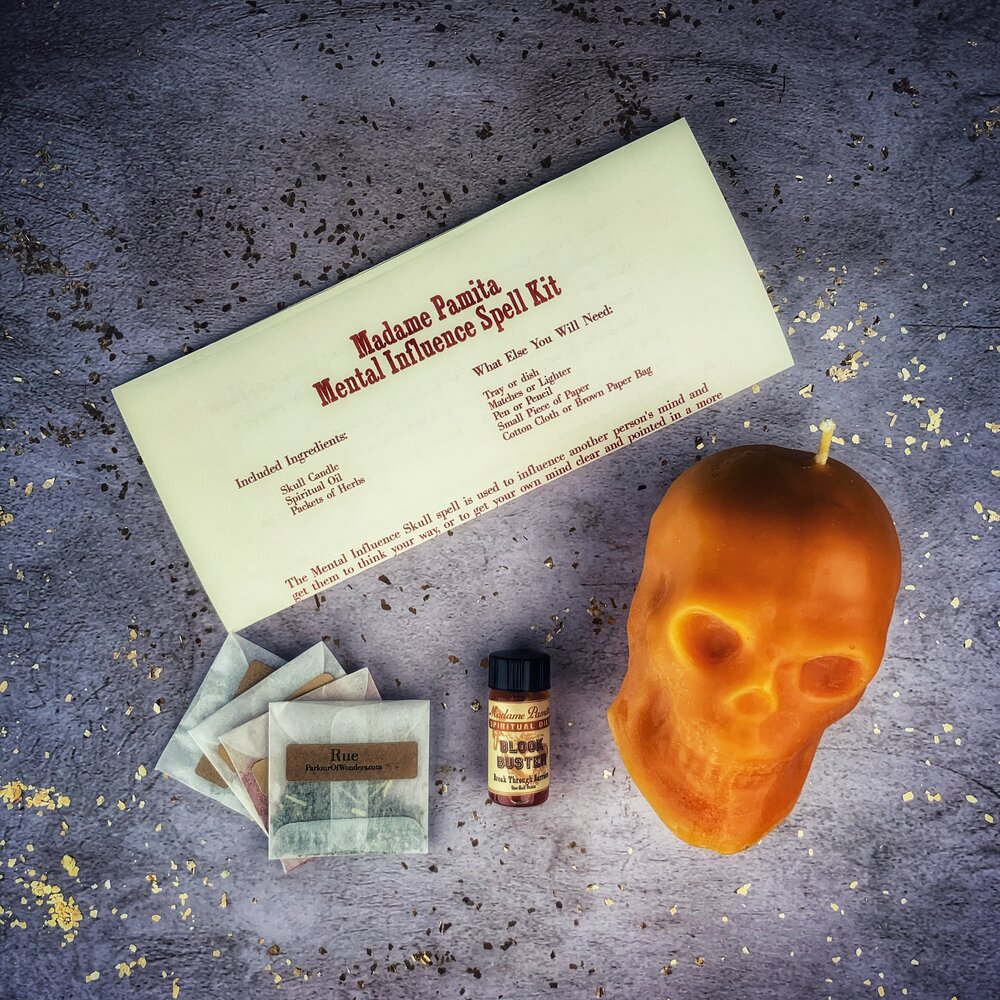 Mental Influence Skull Candle Spell Kit - Northern Magick Supplies