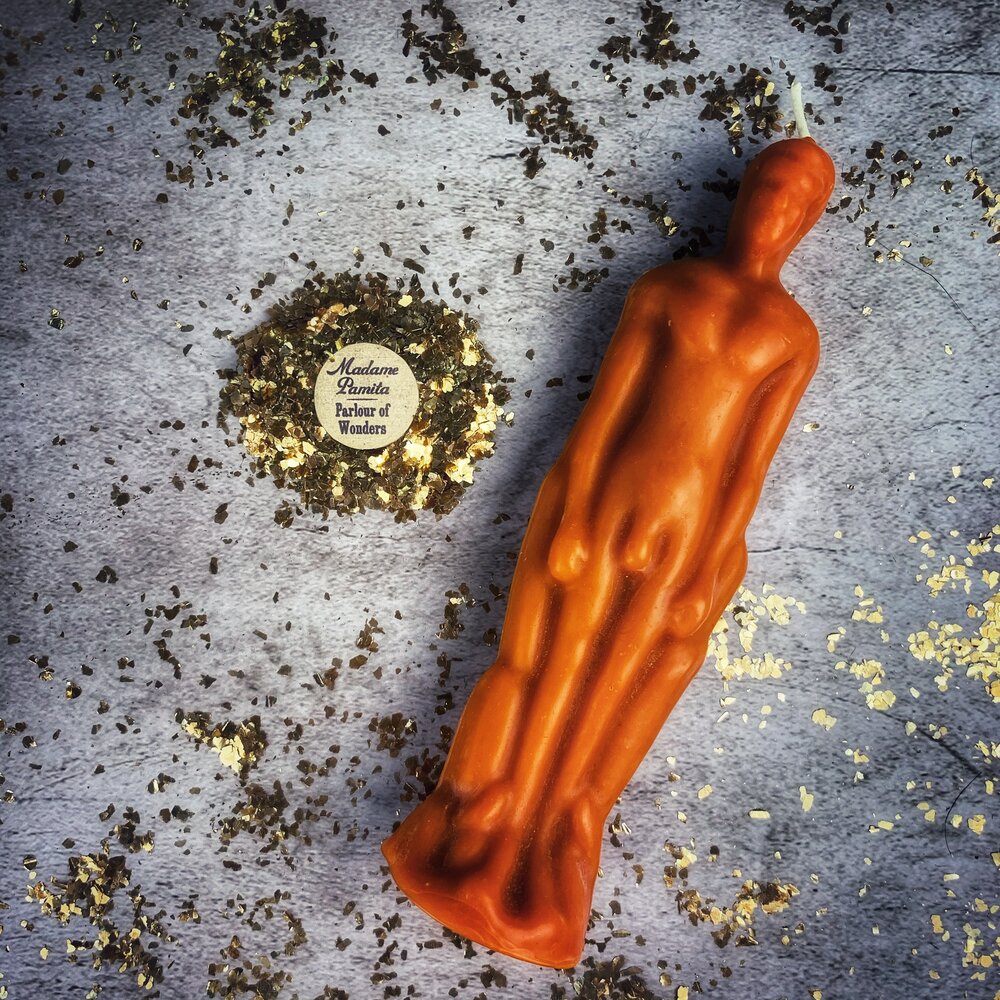 Beeswax Male Figural Spell Candle - Sympathetic Magic & Personal Power - Northern Magick Supplies