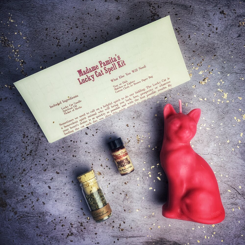 Lucky Cat Candle Spell Kit - Northern Magick Supplies