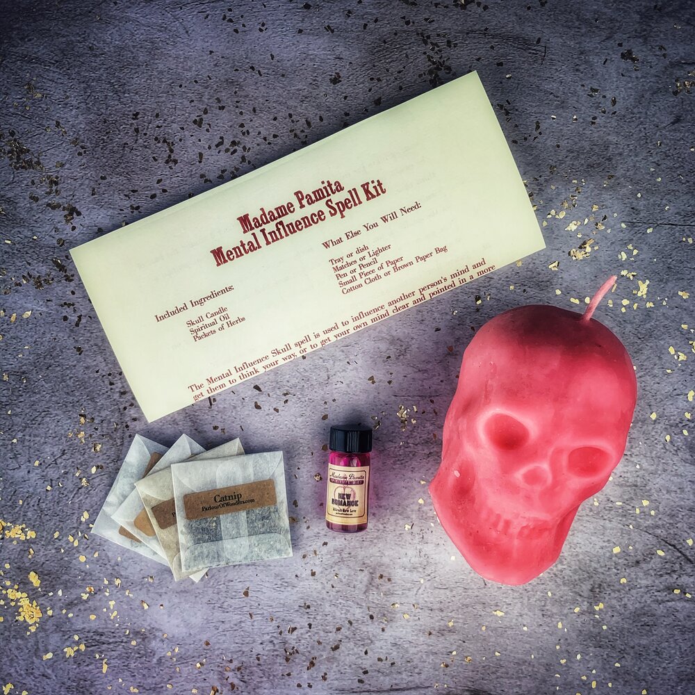 Mental Influence Skull Candle Spell Kit - Northern Magick Supplies