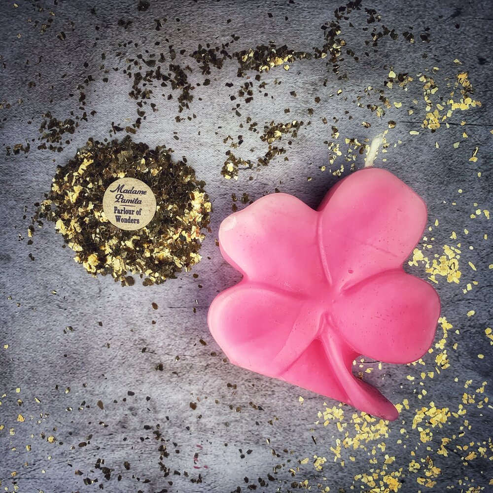 Beeswax Lucky Four Leaf Clover Spell Candle - Northern Magick Supplies