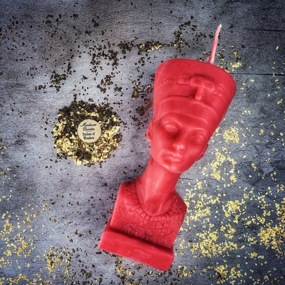 Beeswax Egyptian Queen Spell Candle - Power, Beauty & Magnetism Magic