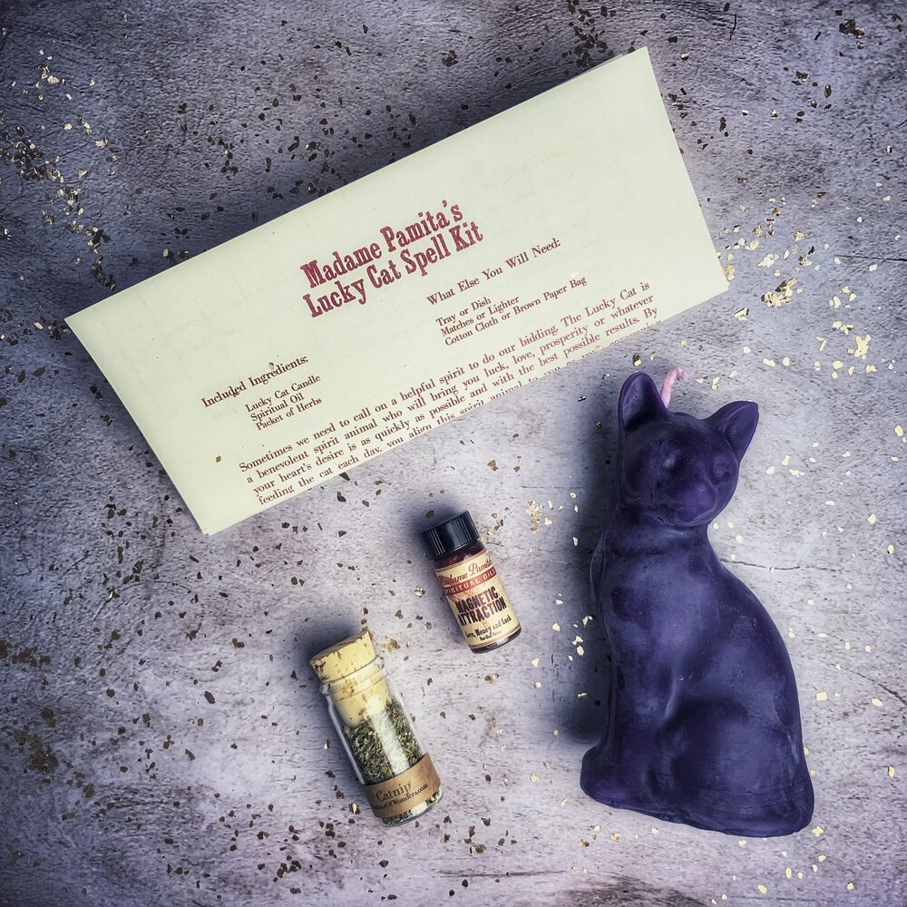 Lucky Cat Candle Spell Kit - Northern Magick Supplies