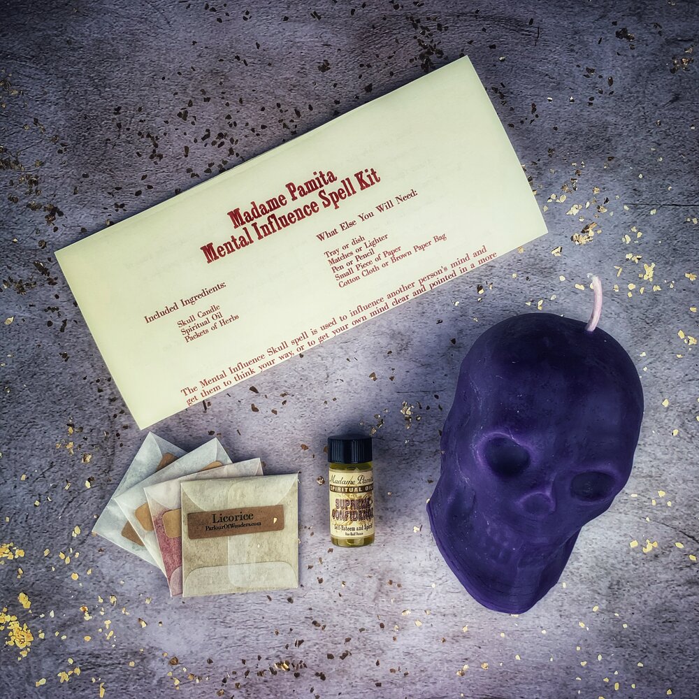 Mental Influence Skull Candle Spell Kit - Northern Magick Supplies