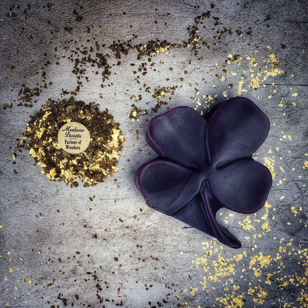 Beeswax Lucky Four Leaf Clover Spell Candle - Northern Magick Supplies