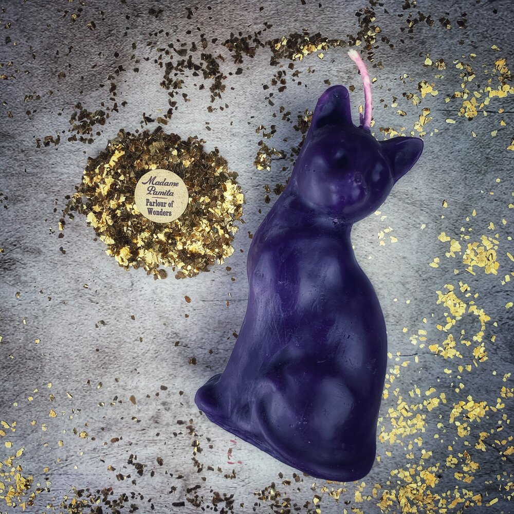 Beeswax Lucky Cat Spell Candle - Fast Action & Manifestation Magic - Northern Magick Supplies