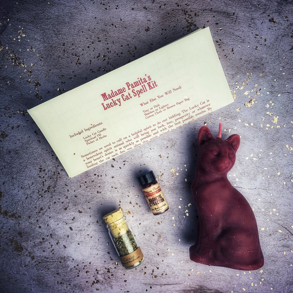 Lucky Cat Candle Spell Kit - Northern Magick Supplies