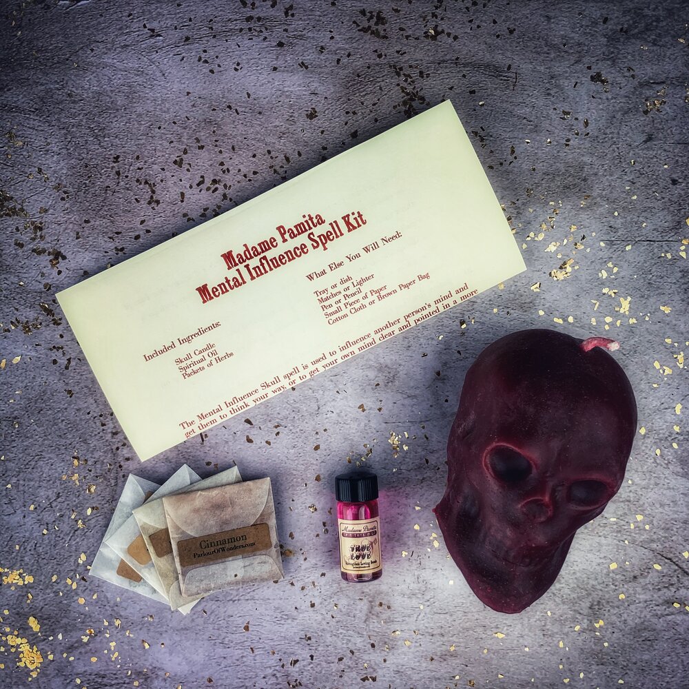 Mental Influence Skull Candle Spell Kit - Northern Magick Supplies