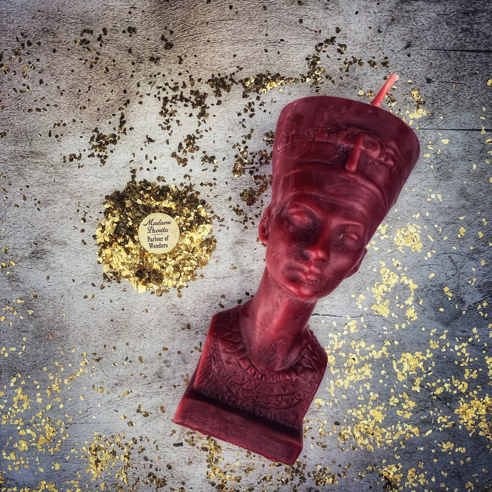 Beeswax Egyptian Queen Spell Candle - Power, Beauty & Magnetism Magic
