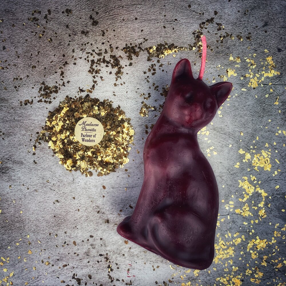 Beeswax Lucky Cat Spell Candle - Fast Action & Manifestation Magic - Northern Magick Supplies