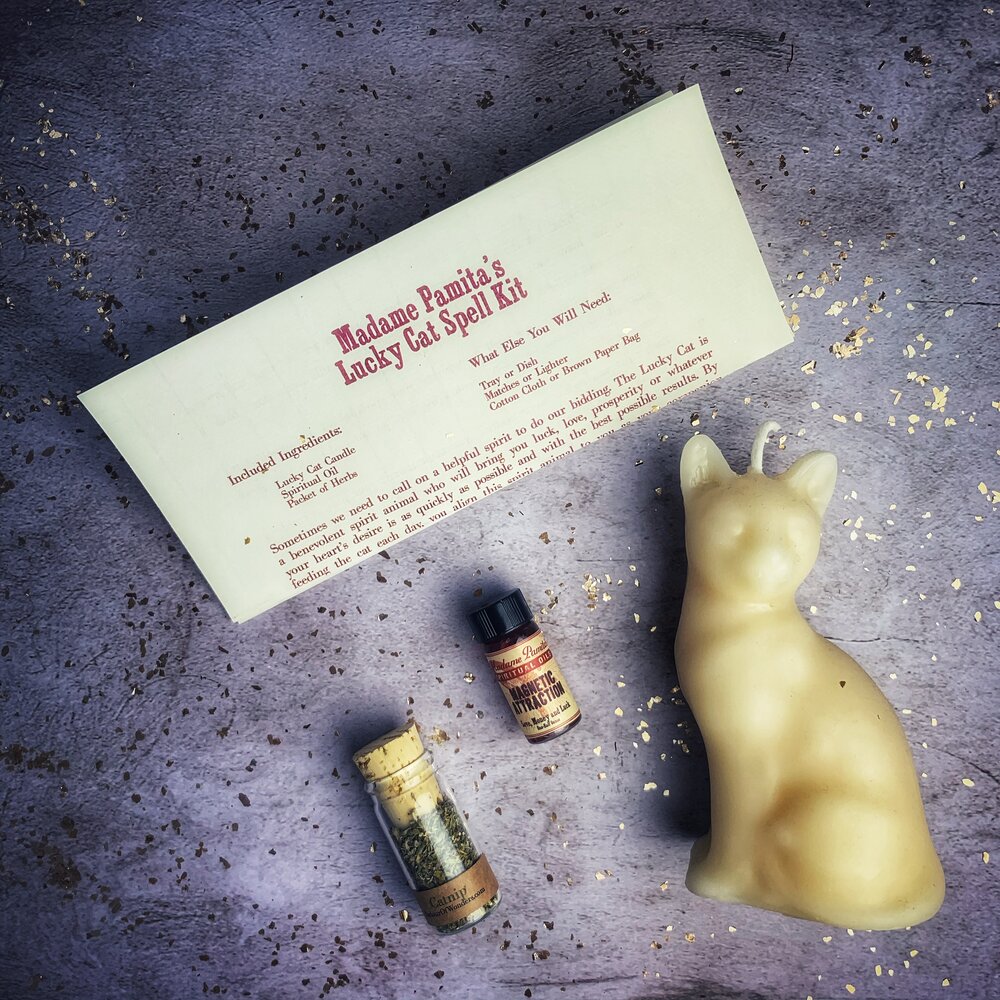 Lucky Cat Candle Spell Kit - Northern Magick Supplies