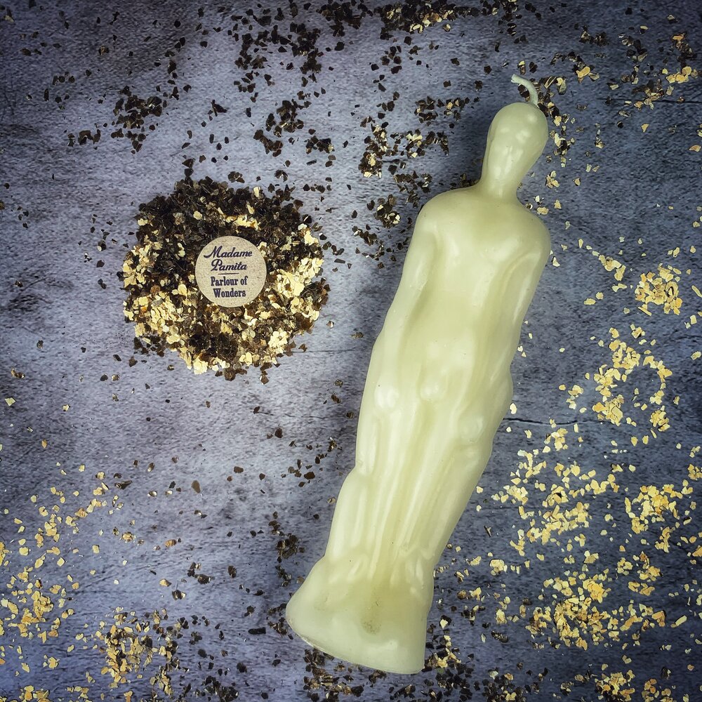 Beeswax Male Figural Spell Candle - Sympathetic Magic & Personal Power - Northern Magick Supplies