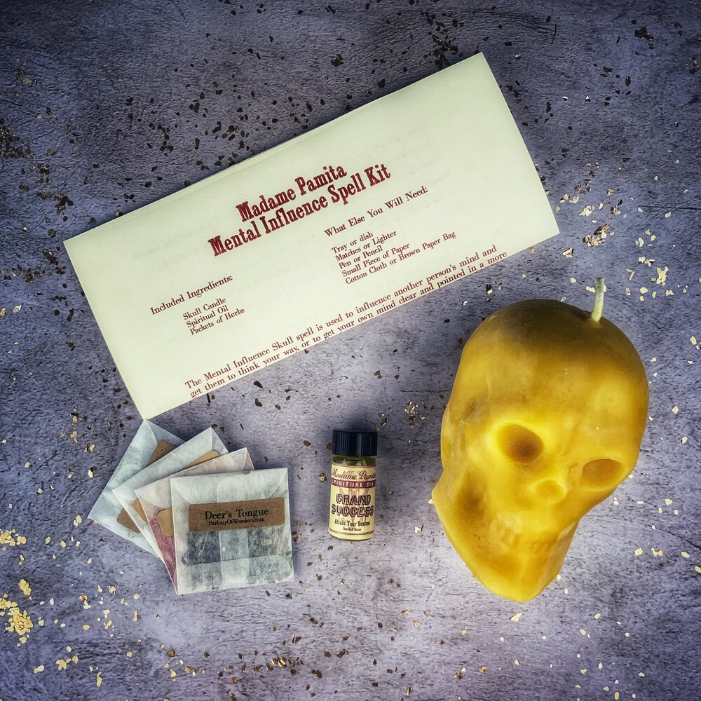 Mental Influence Skull Candle Spell Kit - Northern Magick Supplies