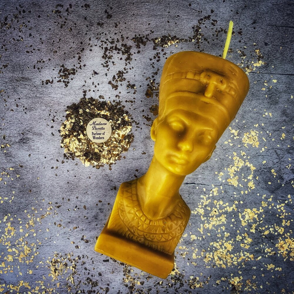 Beeswax Egyptian Queen Spell Candle - Power, Beauty & Magnetism Magic