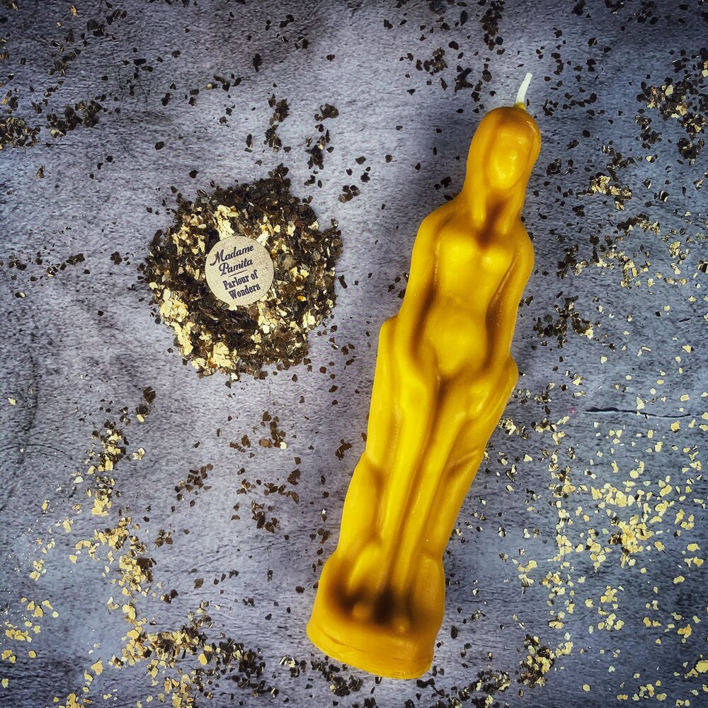 Beeswax Female Figural Spell Candle - Sympathetic Magic & Personal Power