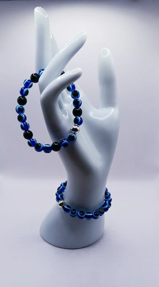 Crystal bead evil eye bracelet